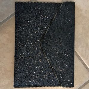 Rebecca Minkoff black glitter envelope clutch
